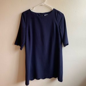 Navy scalloped shift dress